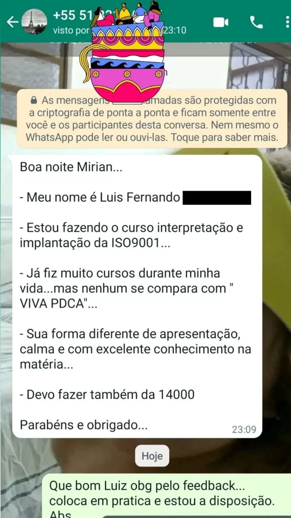 Depoimento de aluno da VIVA PDCA Consultoria 03